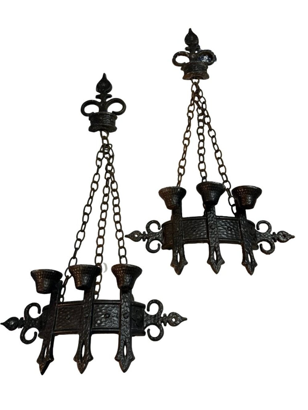 Vintage 1967 Sexton Gothic Castlecore Hanging Wall Candelabra Sconces Pair Model